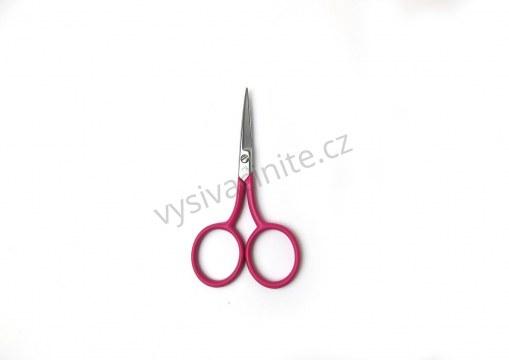 Nůžky vyšívací 10 cm rovné, růžové plastové úchyty