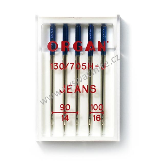 Jehly ORGAN 130/705H JEANS, mix jehel síla 90-100, ostrá špička